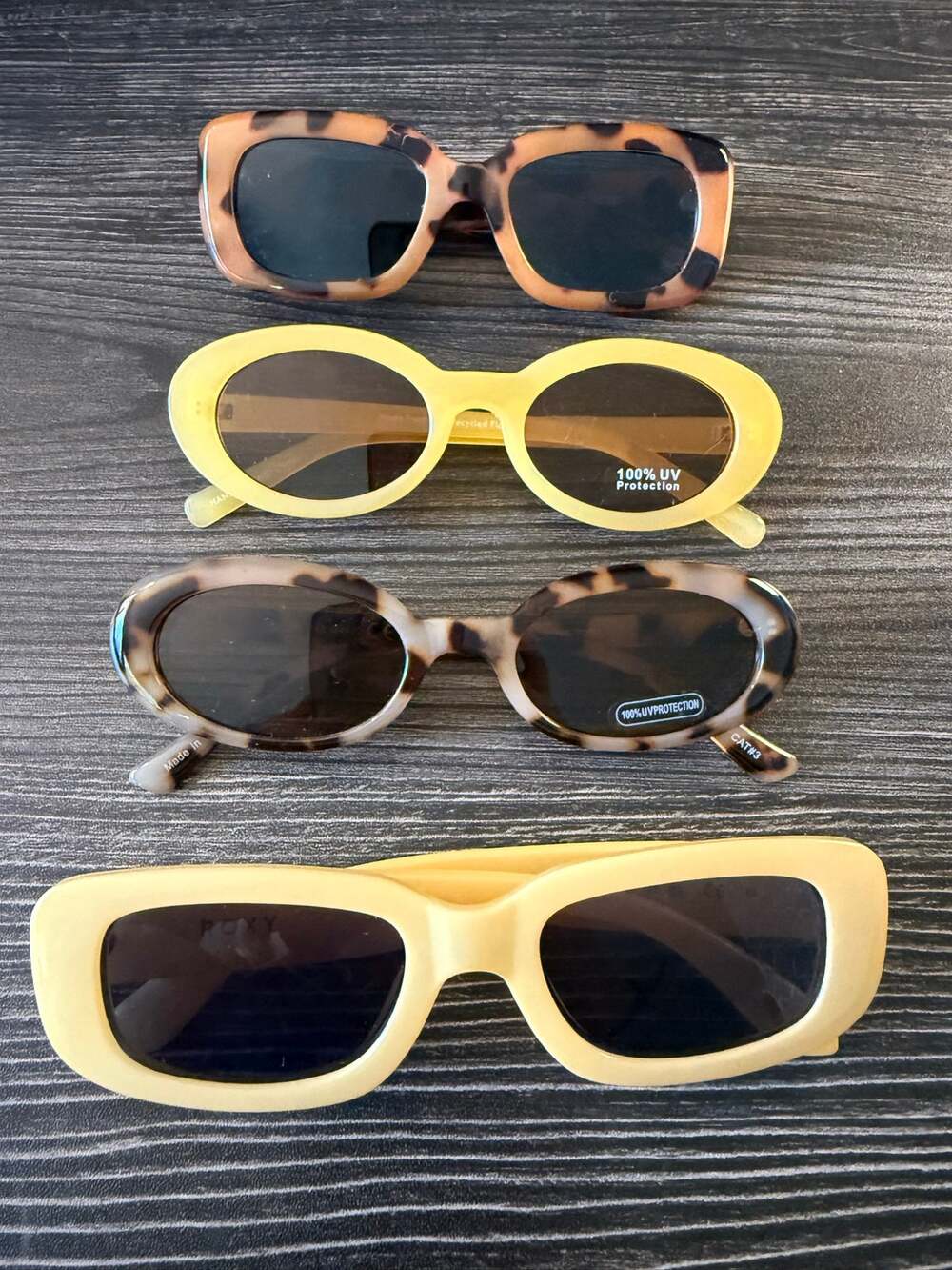 Y2K Retro Sunglasses Bundle Set of 4 | Tortoise & Yellow Chunky Roxy Shades